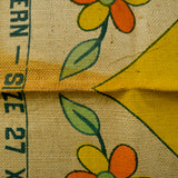 Floral Folk Art Printed Burlap Panel for Rug Hooking - 27" x 40"