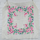 Pink, Blue + Green Floral Vintage Tablecloth - 34" x 35"