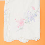 White Bedspread with Pink + Purple Floral Embroidery - 62" x 114"