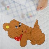 Teddy Bear + Balloons Wholecloth Quilt Top Panel - 36" x 46"