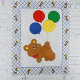 Teddy Bear + Balloons Wholecloth Quilt Top Panel - 36" x 46"