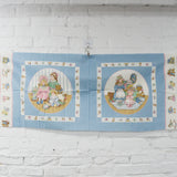 Blue + White Victorian Doll Print Fabric Panel - 18" x 44"
