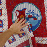 Red, White + Blue Fruit Basket Print Fabric Panel - 36" x 38"