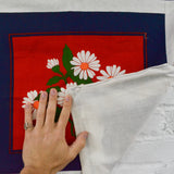Red, White + Blue Floral Print Fabric Panel with Backing - 19" x 22"