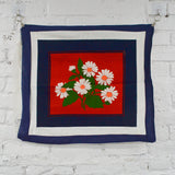 Red, White + Blue Floral Print Fabric Panel with Backing - 19" x 22"