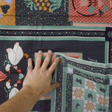 Black, Orange, Green + Pink Country Quilt Fabric Panel - 36" x 46"