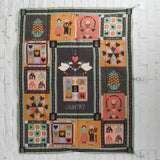 Black, Orange, Green + Pink Country Quilt Fabric Panel - 36" x 46"
