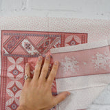 Pink + White Floral Print Cheater Quilt Fabric Panel - 16" x 44"