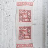 Pink + White Floral Print Cheater Quilt Fabric Panel - 16" x 44"