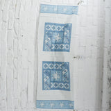 Blue + White Floral Print Cheater Quilt Fabric Panel - 16" x 44"