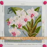 Elizabeth Bradley Pale Blue Moth Orchid Finished Needlepoint Panel