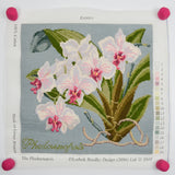 Elizabeth Bradley Pale Blue Moth Orchid Finished Needlepoint Panel