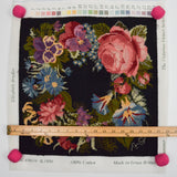 Elizabeth Bradley Black Victorian Floral Summer Wreath Needlepoint Panel