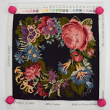 Elizabeth Bradley Black Victorian Floral Summer Wreath Needlepoint Panel