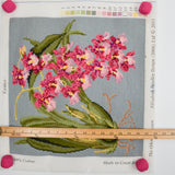 Elizabeth Bradley Pale Blue Tiger Orchid Finished Needlepoint Panel