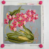 Elizabeth Bradley Pale Blue Tiger Orchid Finished Needlepoint Panel