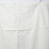 Off-White Tablecloth with Stamped Cross Stitch Pattern and Lace Panel Corners - 68" x 104" (Some Stains)