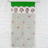 Vintage Teapot Print Fabric Remnant - 36" x 38"