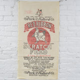Red Ribbon Scratch Feed Sack Fabric - 38" x 40"