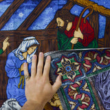 Stained Glass Nativity Print Quilting Weight Woven Fabric Panel - 36" x 46"
