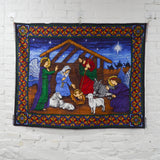 Stained Glass Nativity Print Quilting Weight Woven Fabric Panel - 36" x 46"