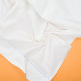 Vintage White Cotton Percale Flat Sheet with Scalloped Embroidered Edge - 78" x 96"