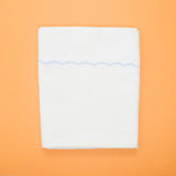 Vintage White Cotton Percale Flat Sheet with Scalloped Embroidered Edge - 78" x 96"