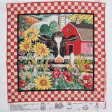 Cow + Barn Print Fabric Panel - 18" x 36"