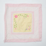 Pastel Yellow + Pink Floral Embroidered Pillow Cover with Invisible Zipper - 13" x 13"