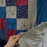 Red , White + Blue Quilt with Backing + Fiber Fill, Pin-Basted - 80" x 80"