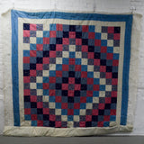 Red , White + Blue Quilt with Backing + Fiber Fill, Pin-Basted - 80" x 80"