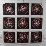 Black, White + Pink Floral Print Fabric Panel - 52" x 52"