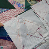 Pink, Green + Blue Foundation Paper Pieced Crazy Quilt Patchwork Quilt Top - 34" x 45"