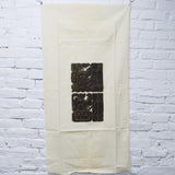 Dark Brown + Unbleached Muslin Maya Glyphs Printed Fabric Panel - 15" x 22"