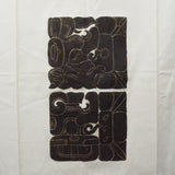 Dark Brown + Unbleached Muslin Maya Glyphs Printed Fabric Panel - 15" x 22"