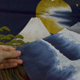 Blue, White, Green, Red + Gold Mt. Fuji Print Fabric Panels - 23" x 44"