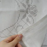 Cross Stitch Floral Print Cotton Table Runner, Stamped for Embroidery - 16" x 32"
