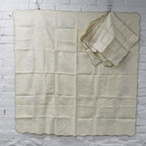 Brick + Cross Stitch Floral Print Linen Tablecloth + Napkins, Stamped for Embroidery - Tablecloth 42" x 42", Napkins 13" x 13" (4ct.)