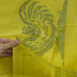 Yellow Cross Stitch Chickens + Ducks Print Rayon Tablecloth, Stamped for Embroidery - 40" x 60"