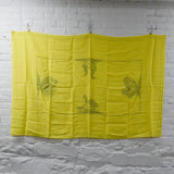 Yellow Cross Stitch Chickens + Ducks Print Rayon Tablecloth, Stamped for Embroidery - 40" x 60"