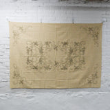 Tan Floral Print Tablecloth, Stamped for Embroidery - 46" x 70"