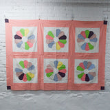 Colorful Dresden Plate Applique Quilt Top - 51" x 74"