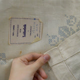 Cross Stitch Floral Print Linen Tablecloth, Stamped for Embroidery - 48" x 70"