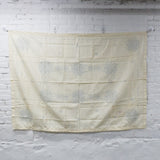 Cross Stitch Floral Print Linen Tablecloth, Stamped for Embroidery - 48" x 70"