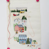 Winter Scenes Hand-Painted Stocking Needlepoint Panel - Partially Completed