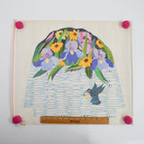 Flower + Hummingbird Hand-Painted Mystery Shape Needlepoint Panel - 19" x 22"