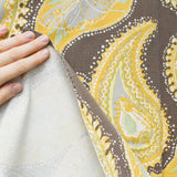 Brown, Yellow + White Paisley Tablecloth - 52" x 66"