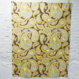 Brown, Yellow + White Paisley Tablecloth - 52" x 66"