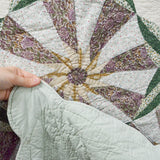 White, Green + Gray Sunburst Quilt - 80" x 88"