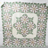 White, Green + Gray Sunburst Quilt - 80" x 88"
